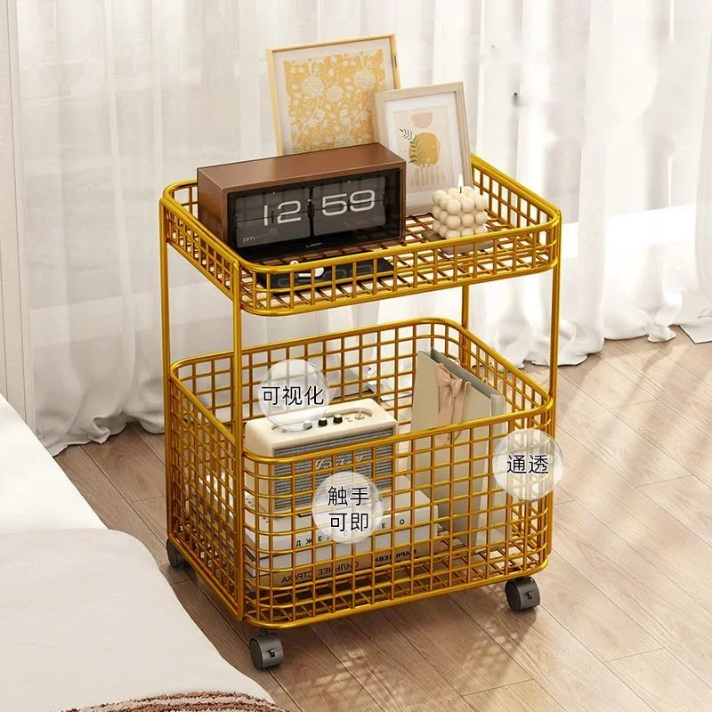 Artistic Iron Art Hollowout Bedside Table for Living Room Multifunctional Furniture Piece Living Room Coffee Table Mobile Pie