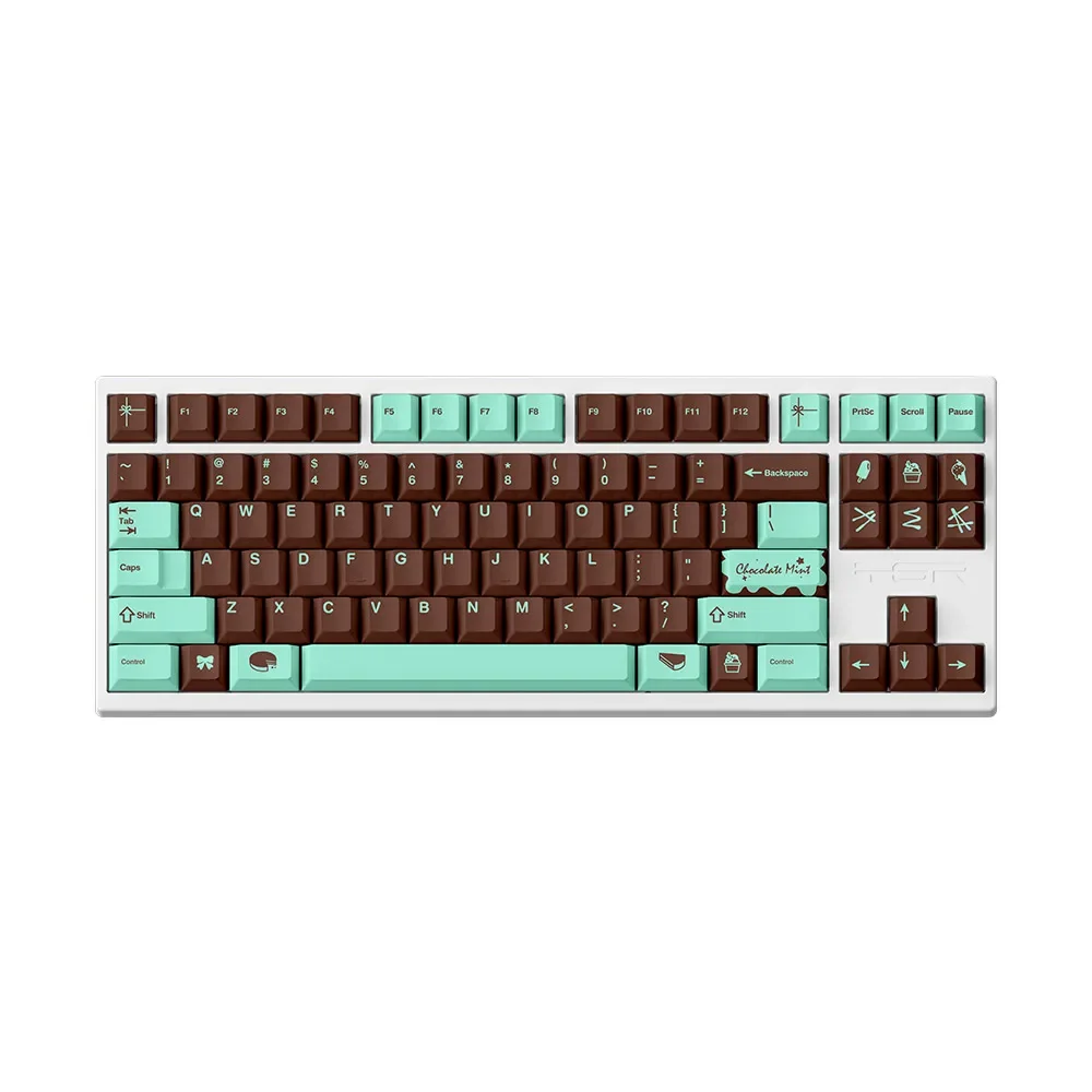 Original Keycaps Thin and Compact PBT Hot Sublimation Chocolate Customized Mechanical Keyboard Keycaps Brown Cute