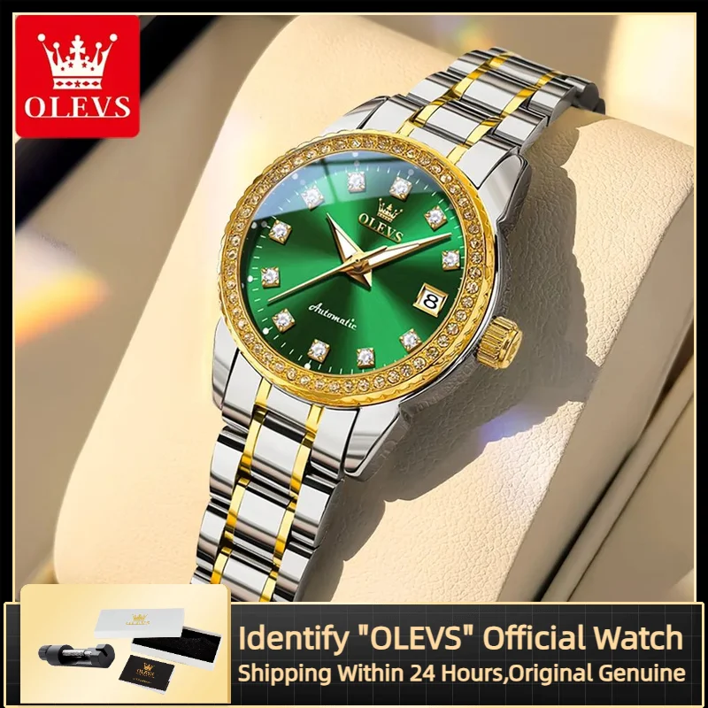 

OLEVS 7003 Высококачественные женские часы, оригинальные автоматические механические часы, водонепроницаемые светящиеся часы 30 м, женские часы