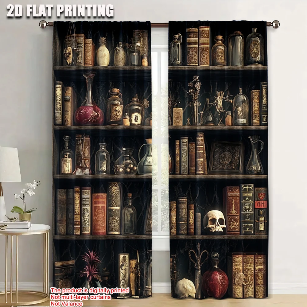 

2pc,Drapes Bookshelf Skull Floral Candles Versatile Polyester,Without Electricity Holiday Decorations Perfect forRoom, Parties