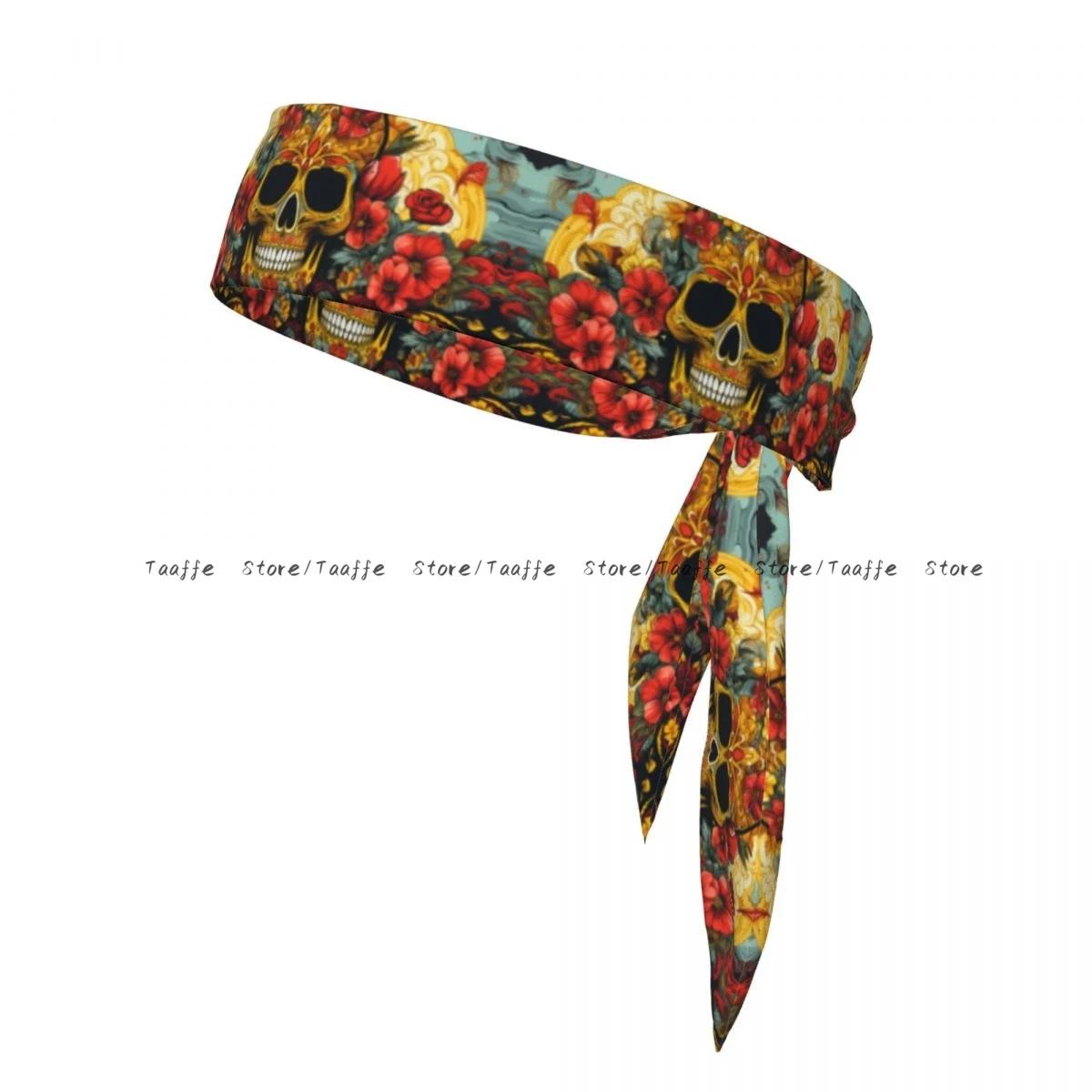 

Sports Headband Head Tie Dia De Skull Bandana Sweatbands Yoga Tennis Headwrap for adult