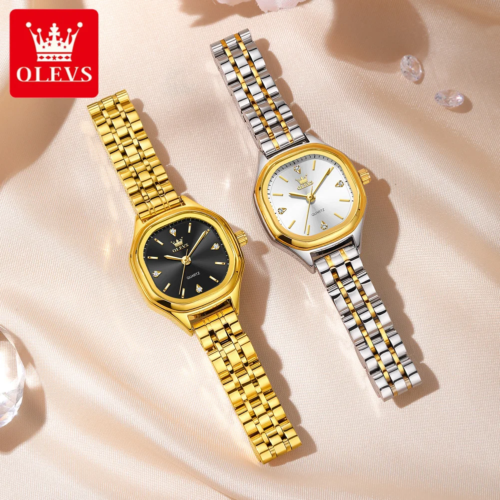 OLEVS 5888 Ladies Watches Gold Original Elegant Fashion Square Quartz Watch Waterproof Watches For Man Gifts Box Reloj