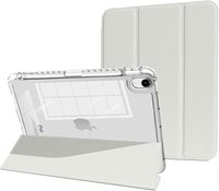 Case for iPad Air 11 inch 2024/2025, iPad Air 5th/4th Generation 2022/2020 with Pencil Holder, Slim Smart Cover with Clear Back