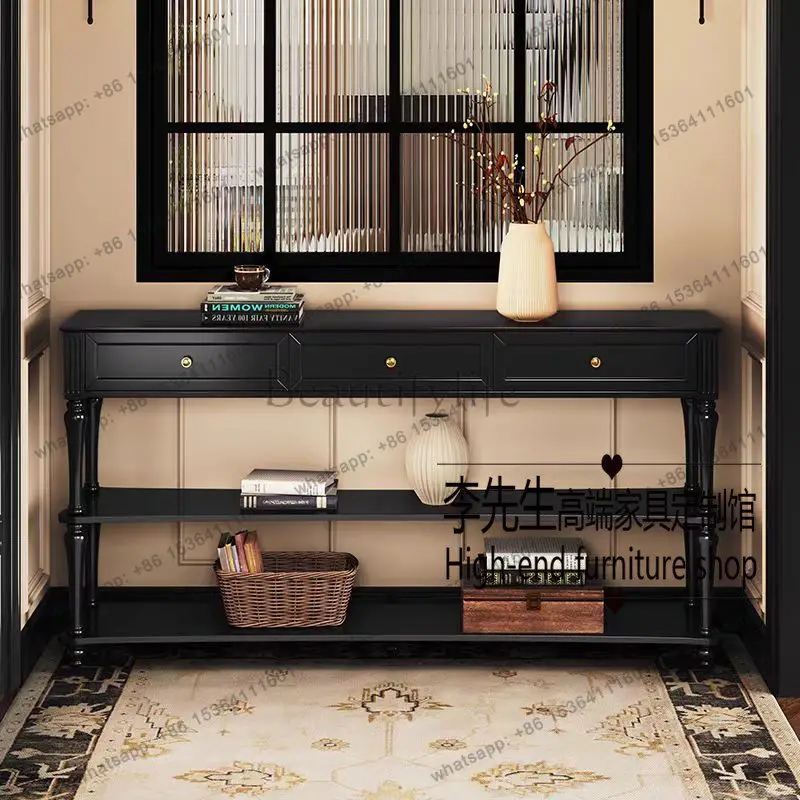 French solid wood console American vintage entrance console entrance hall partition storage cabinet