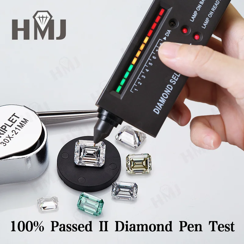 Emerald Cut Moissanite Loose Stone 7x10mm D Color VVS1 Lab Grown Pass Diamond Tester DIY Jewelry Making Materials Wholesale view 5