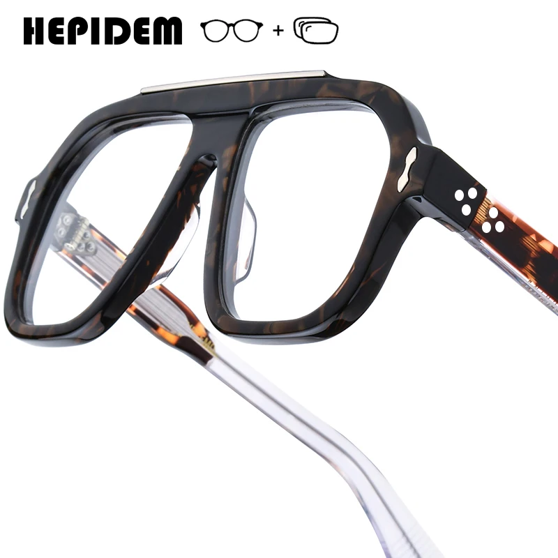 

FONEX HEPIDEM Progressive Prescription Glasses Anti Blue Myopia Optical Lens Eyewear Men Acetate Square Eyeglasses Jmm