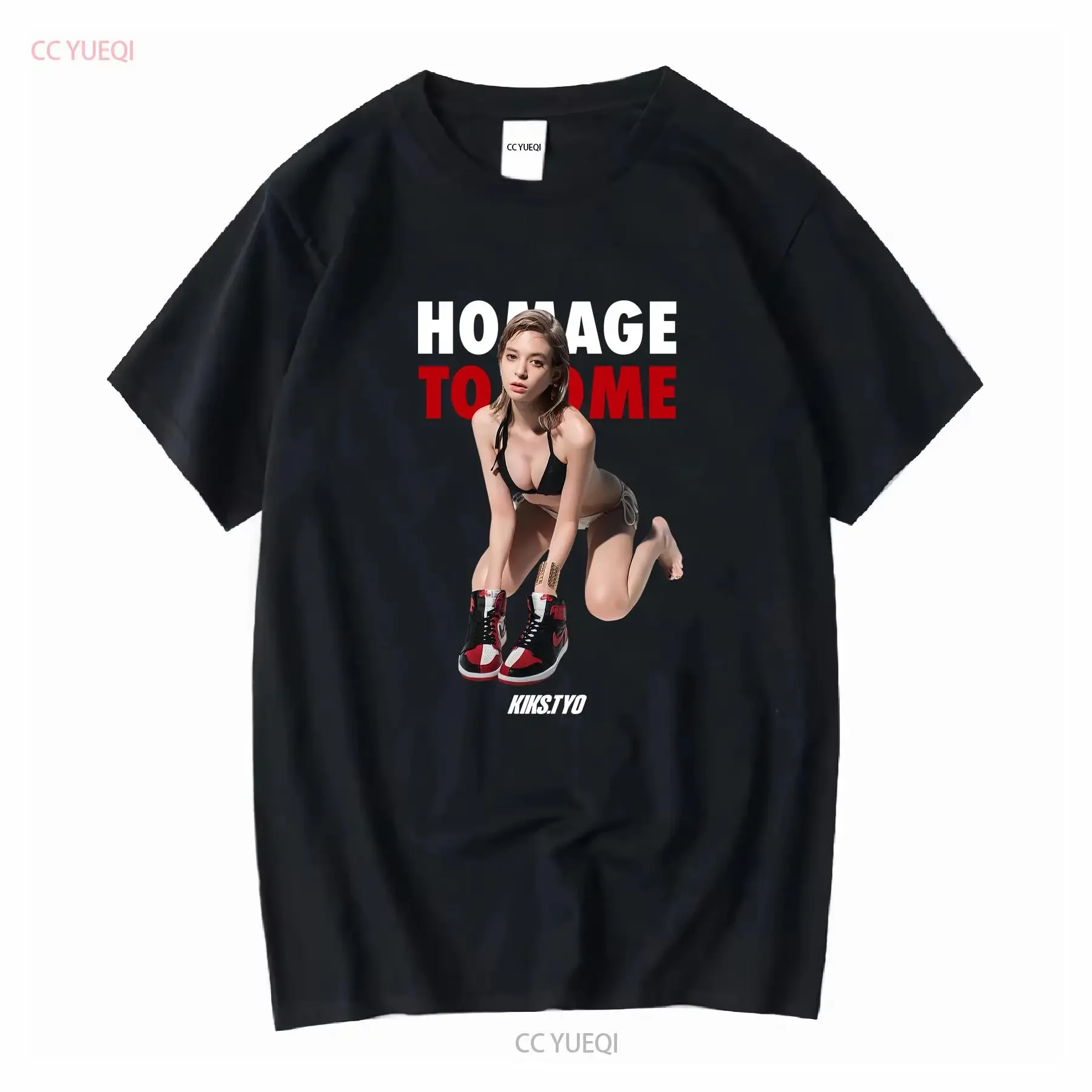 KIKS TYO GIRLS camiseta talla XL negro eima jazmín No yo1885 vintage lavado Top para uso diario streetwear elegante suave