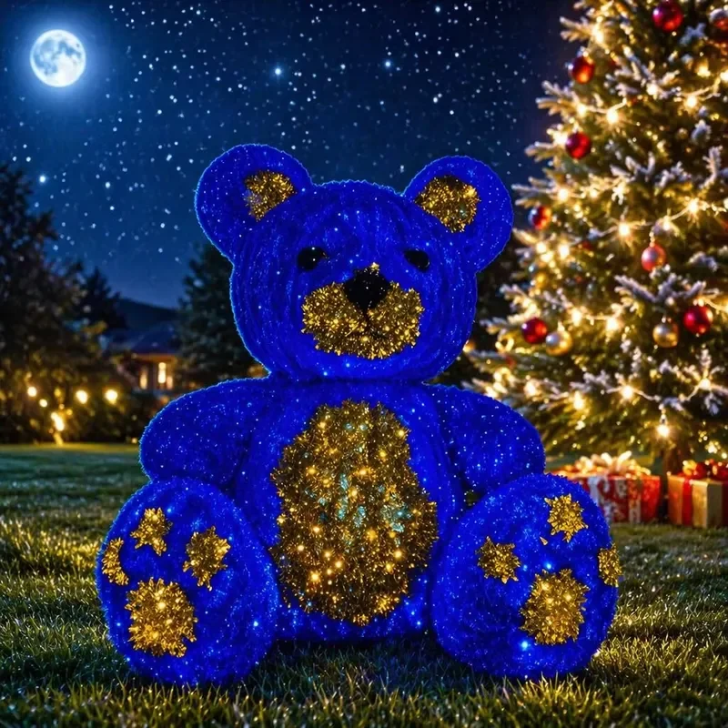 Christmas Warmwhite Bear LED Light Festive Holiday Decor Leaf Theme Lights for Xmas Home Decoration Gift IP65 Rated Button
