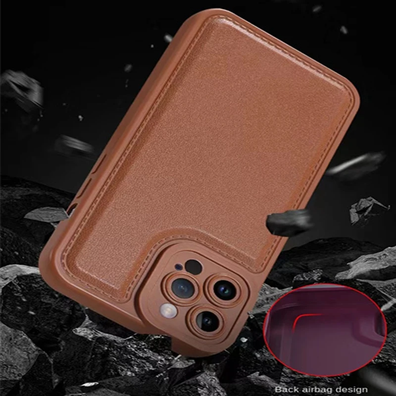 Imagem -06 - Luxo pu Couro Cor Sólida Telefone Case Shockproof Silicone Macio Tpu Tampa Traseira para Iphone 15 14 Plus 13 12 11 Pro Max xs x xr