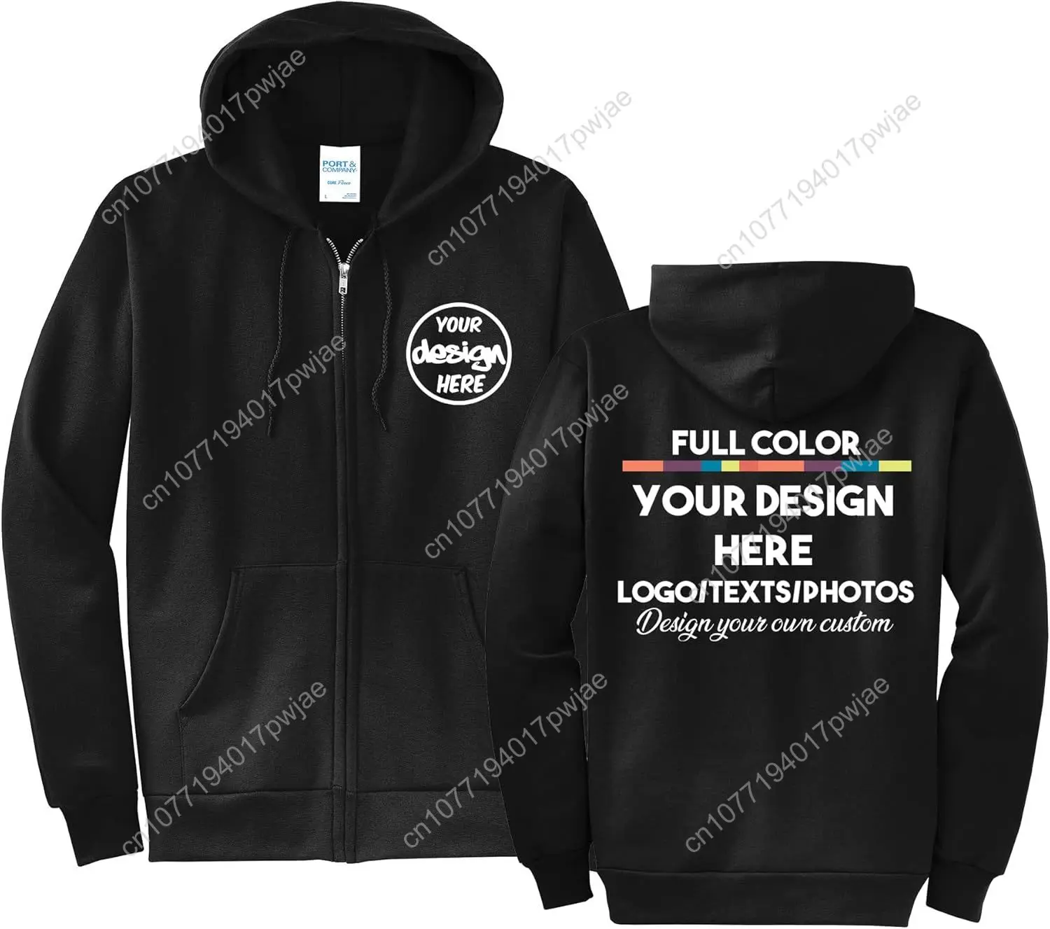 

INK STITCH Unisex Pc78zh Custom Printing Front and Back Core Hoodie Zip Up Sweatshirts