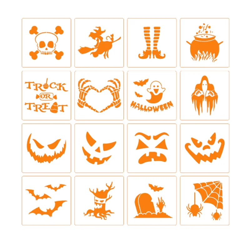 

Halloween Pumpkin Face Stencil DIY Layering Wall Scrapbook Coloring Embossing Album Decoration Card Painting Template 15*15cm