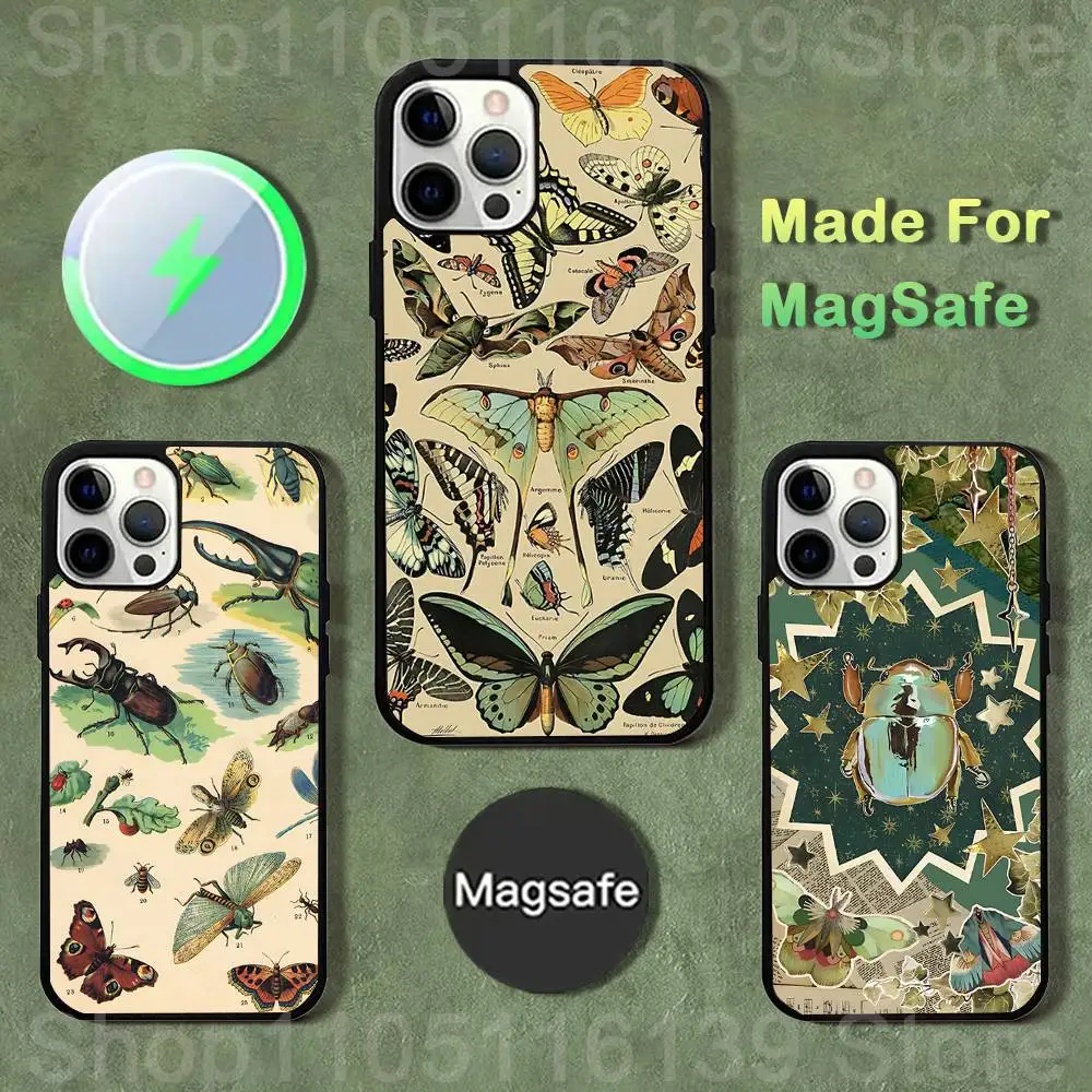 

Чехол для телефона «Комахи и жуки» для iPhone 17,16,15,14,13,12,11,Pro,Max,Plus,Mini,SE4,E с магнитной беспроводной зарядкой Magsafe