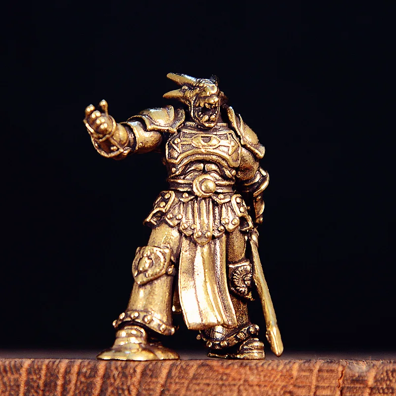 Brass Wolf Head Warrior Figurines Miniatures Desktop Ornaments Retro Metal Solider Models Home Decorations Crafts Accessories ﻿