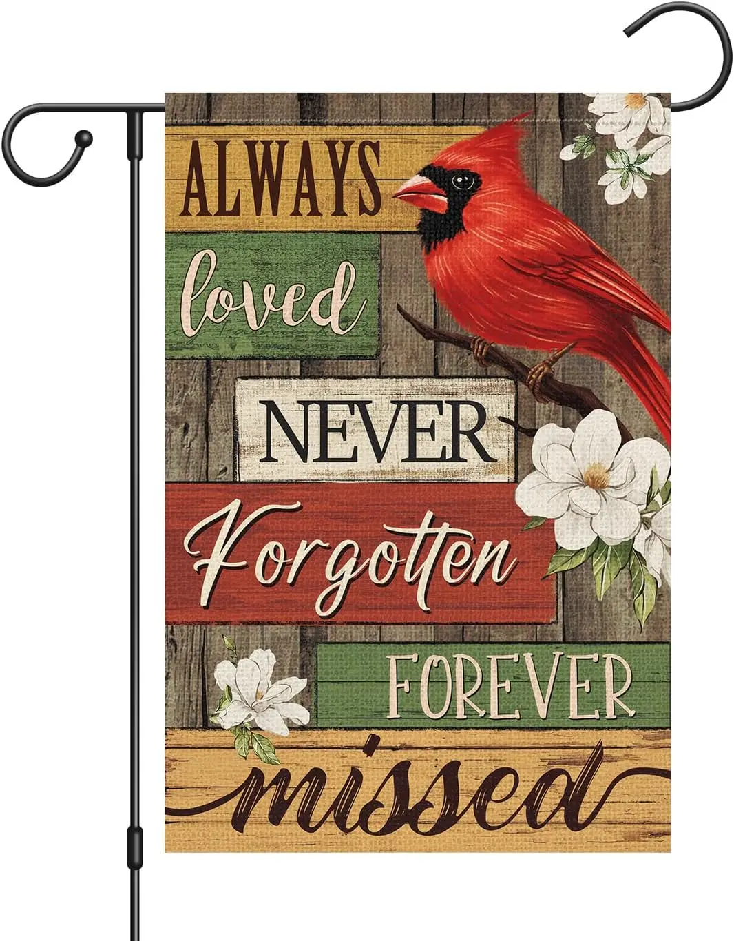 Louise Maelys Memorial Garden Flag Cardinal Bird Always Loved Never Forgotten Forever Missed Grave12x18 Inch Cemetery Double SSL