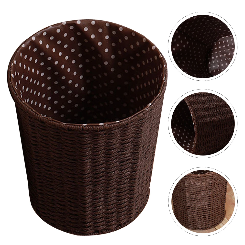 

Farmhouse Style Rattan Woven Trash Basket Household Garbage Bin Storage Holder Lightweight Versatile Basket For Fruits