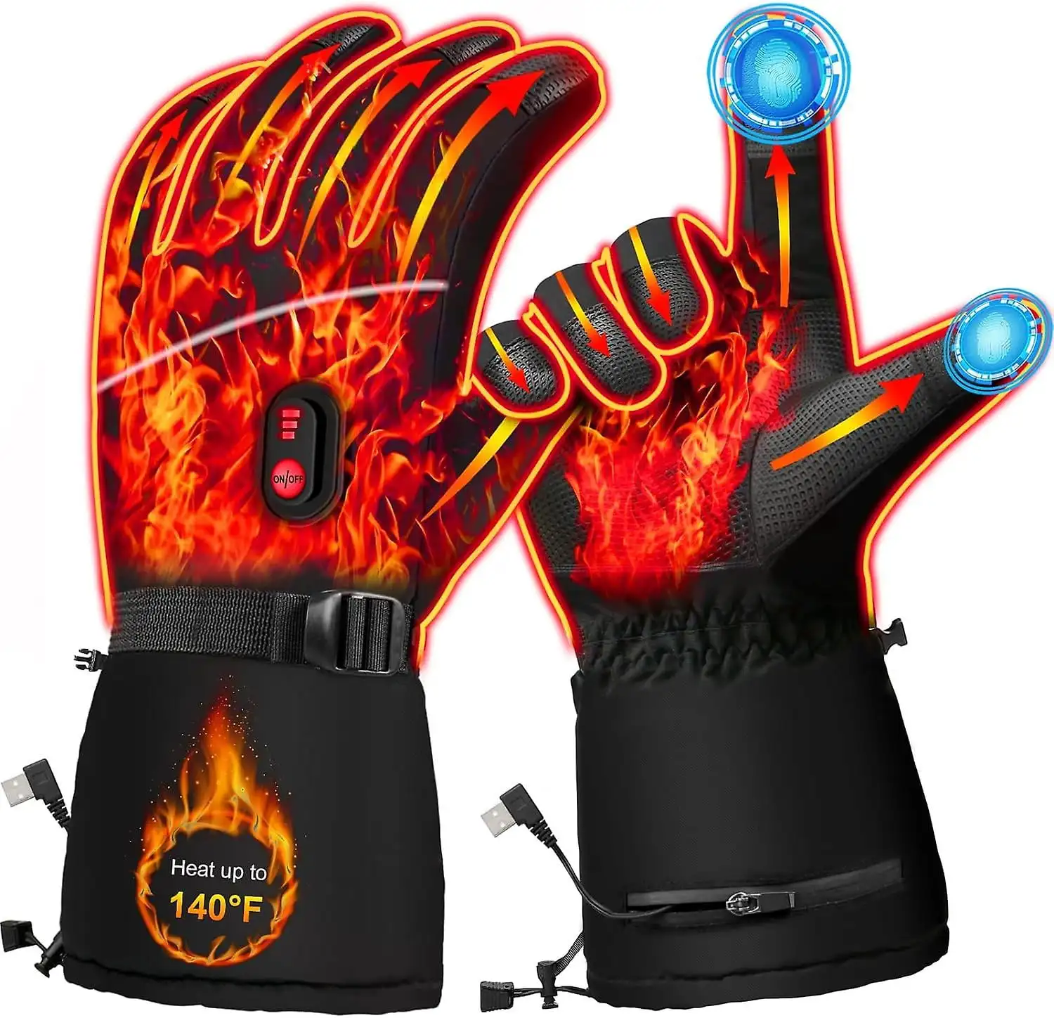 

Electric Heating Gloves Winter Touch Screen Heat Gloves Battery-powered Waterproof Windproof Camping Men's Women's Heat Gloves