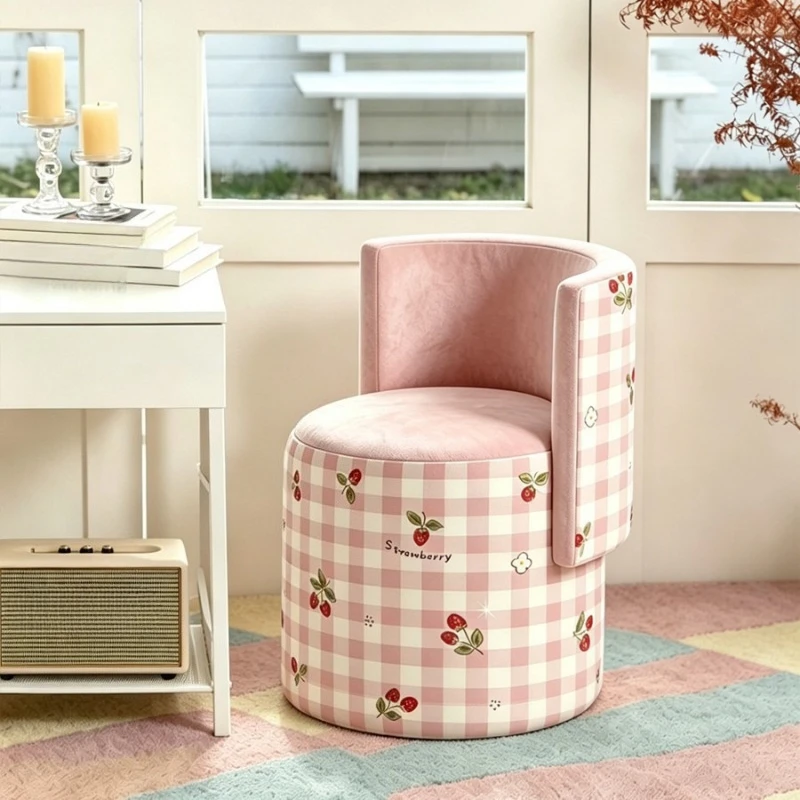 Light luxury small apartment makeup stool flannel manicure chair