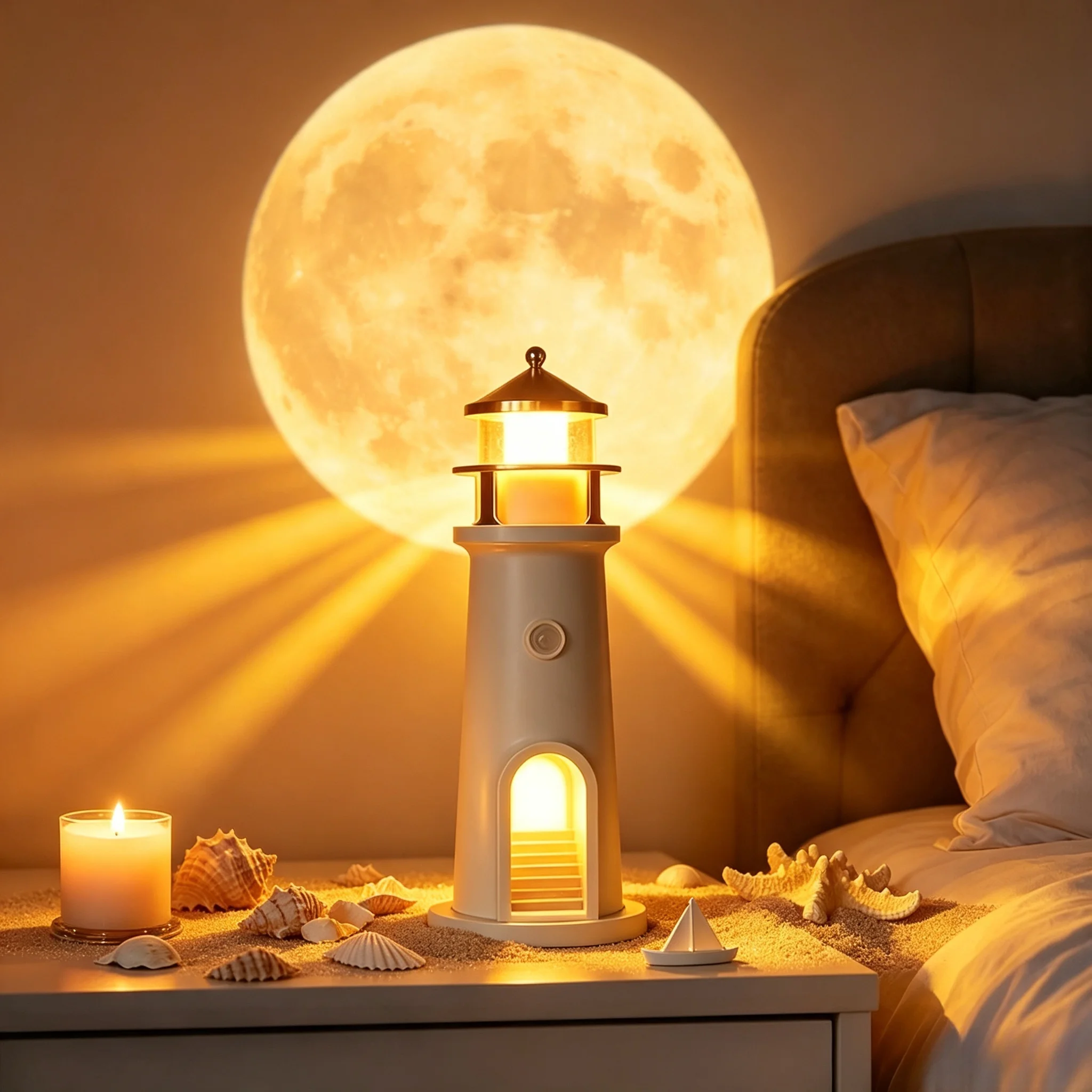 Moon Lamp Projection Lighthouse Lamps Night Light Remote Control Bluetooth Music Motion Sensor Ambient Lights Xmas Birthday Gift