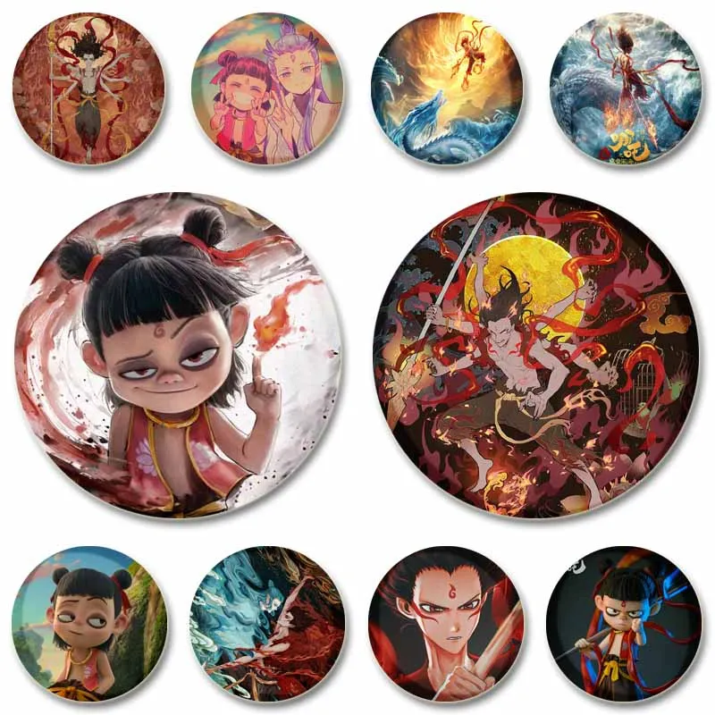 

Hot Anime Character Ne Zha Badge Ao Bing Ao Guang Shen Gongbao Cartoon Brooch Pins Backpack Accessories Jewelry Gifts for Friend