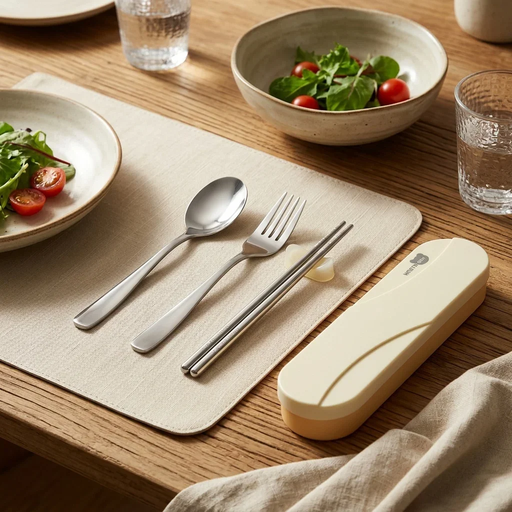 Portable Cutlery Set Stainless Steel Spoon Fork Chopsticks With Case Outdoor Travel Camping School Tableware Students Utensils