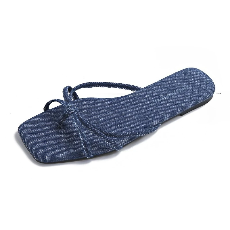 Summer New large-size Fashion Trend flat-bottomedSlippers square-toed Fairy-style thin-toe multi-color Sandals Women's Shoes