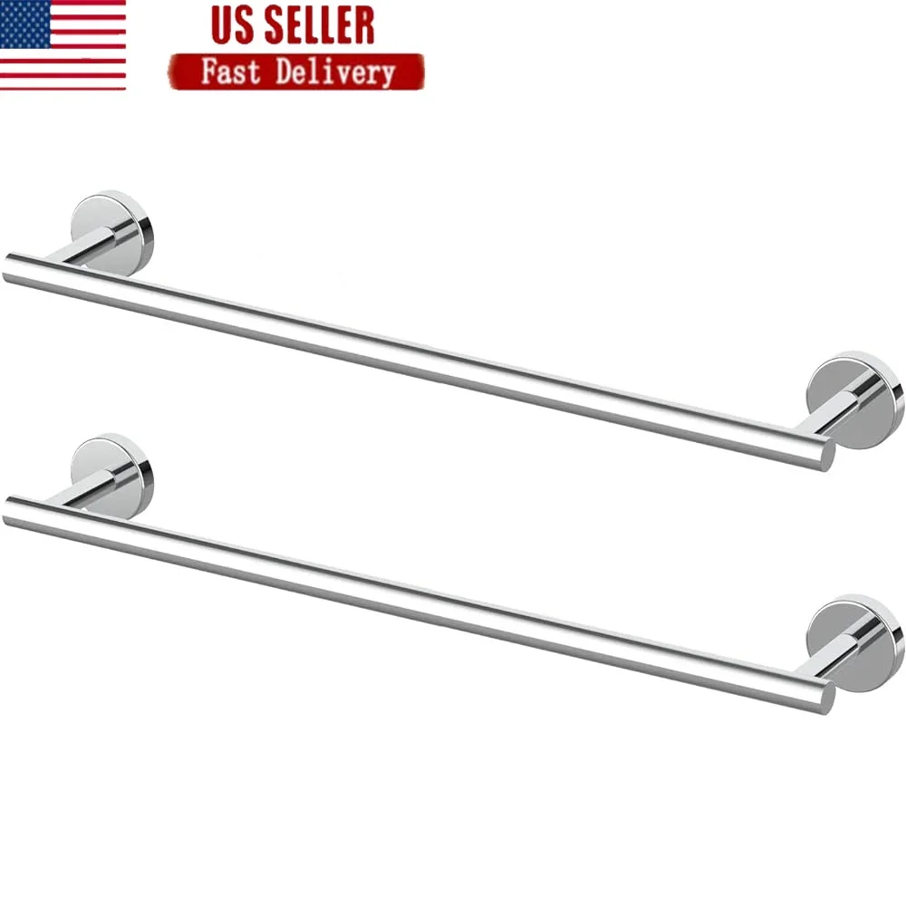 

Polished Chrome Bathroom Towel Bar 24 Inch SUS304 Stainless Steel Towel Holder Wall Mounted Storage Solution