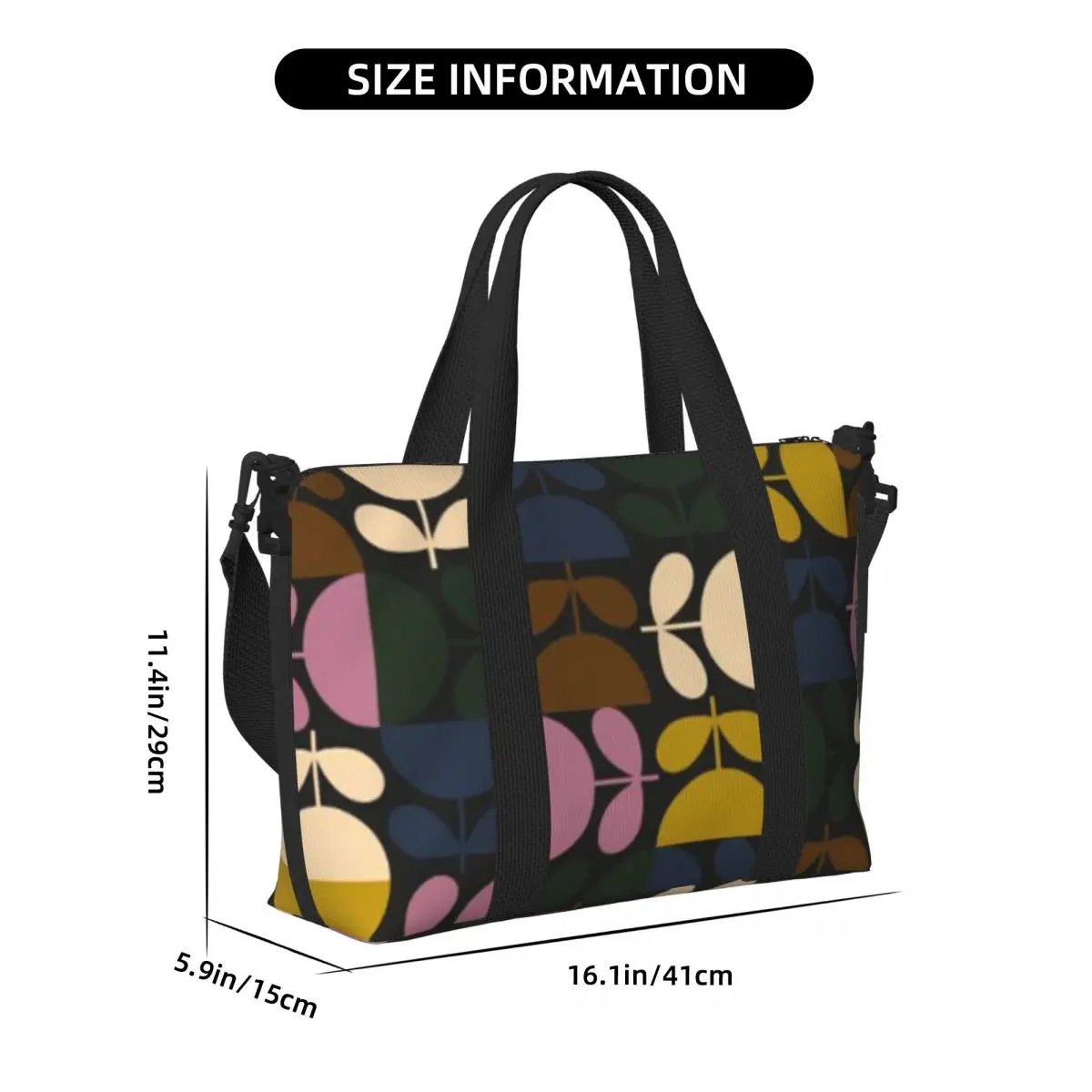 Custom Orla Kiely Multi Stem Geometric Tote Bag Women Large Capacity Scandi Mid Century Modern Gym Beach Shoulder Travel Bag