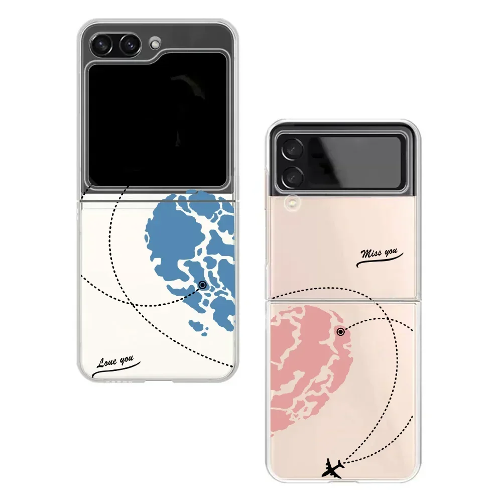 

Love Heart Couple Case for Samsung Galaxy Z Flip 5 ZFlip6 5G Transaprent Clear Paired Cover for Samsung ZFlip4 Z Flip 3 Fundas