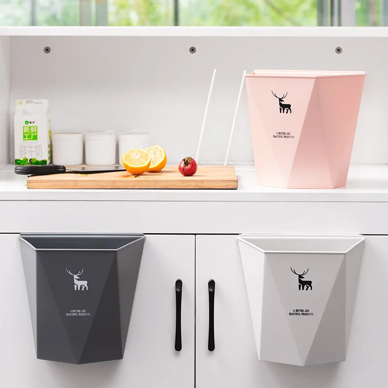 Nordic style kitchen special wall-mounted trash can household cabinet door hanging type sorting food waste ins wind