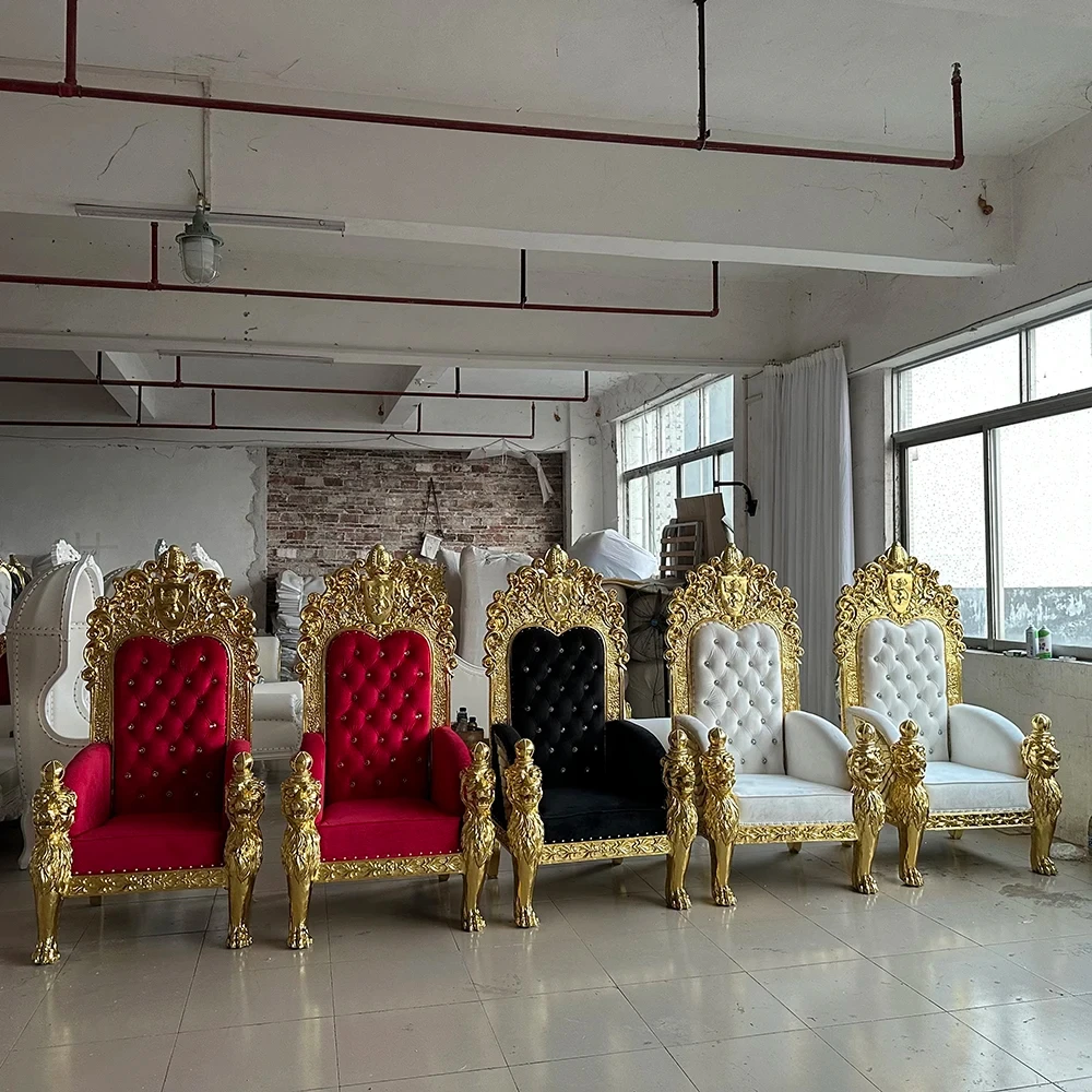 Silla con Respaldo Alto Sofá Boda Oro Real Asiento de Rey para Novios