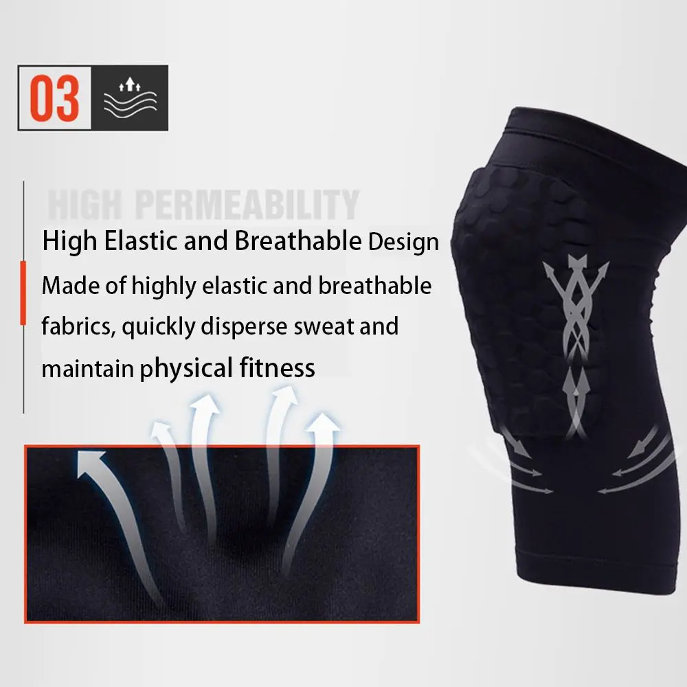 Short Design Volleyball Gift for Friend Polyester Honeycomb Brace Kneepad Unisex Knee Pad Compression Leg Sleeve Fitness Gear