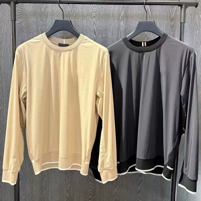 Plus Size Men Golf Long Sleeve Top 2026 Autumn Winter New Custom  Spliced Knit Athletic Pullover Big Tall Golf Sport Shirt