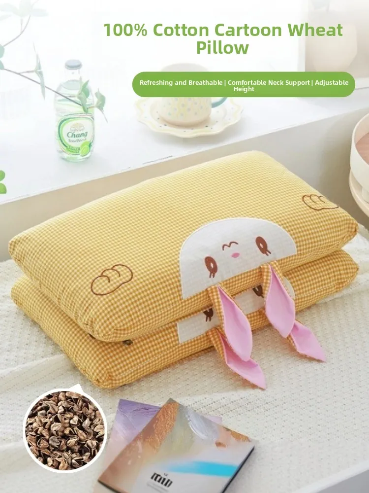 

Набор подушек XiuCai с мультяшным дизайном для детей: наполнитель из гречневой лузги и наволочка из чистого хлопка, для улучшения сна, регулируемая высота