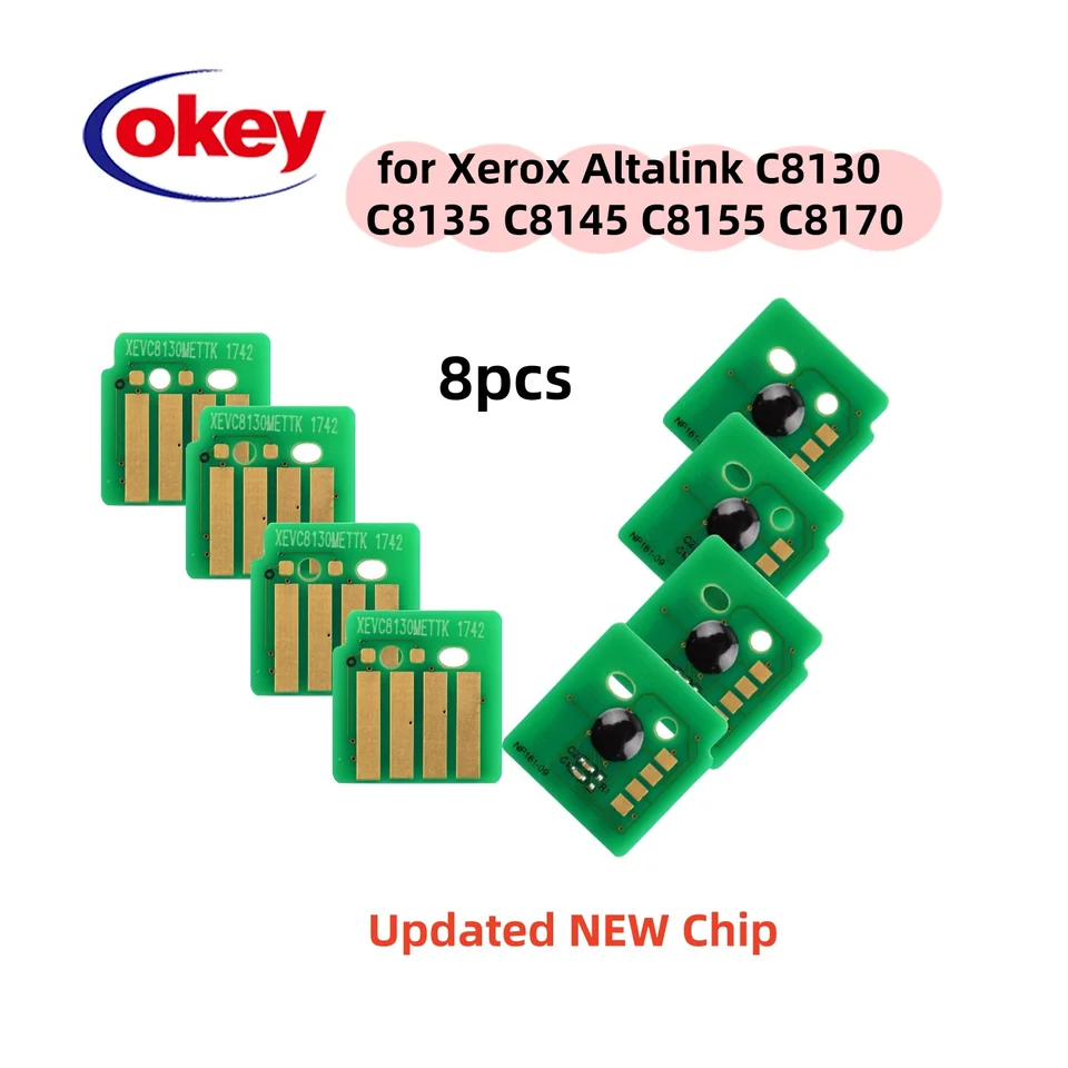 8pcs C8130 C8145 C8155 Toner Chip for Xerox VersaLink C8135 C8170