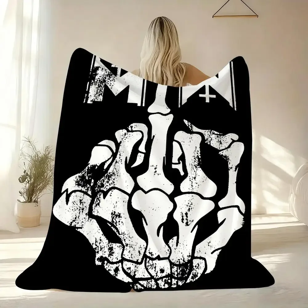 Skeleton Hand Print Graphic Throw Blanket for Halloween Spooky Season Decor Couch Throw Cozy Gift