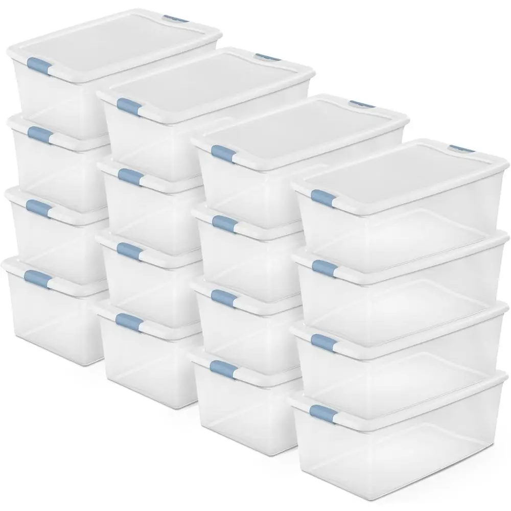 

16-Pack Latching Box, Under Bed Storage Bins with Lids, Clear Plastic, 106 Quart - Heavy-Duty Organizing Containers for Closet,