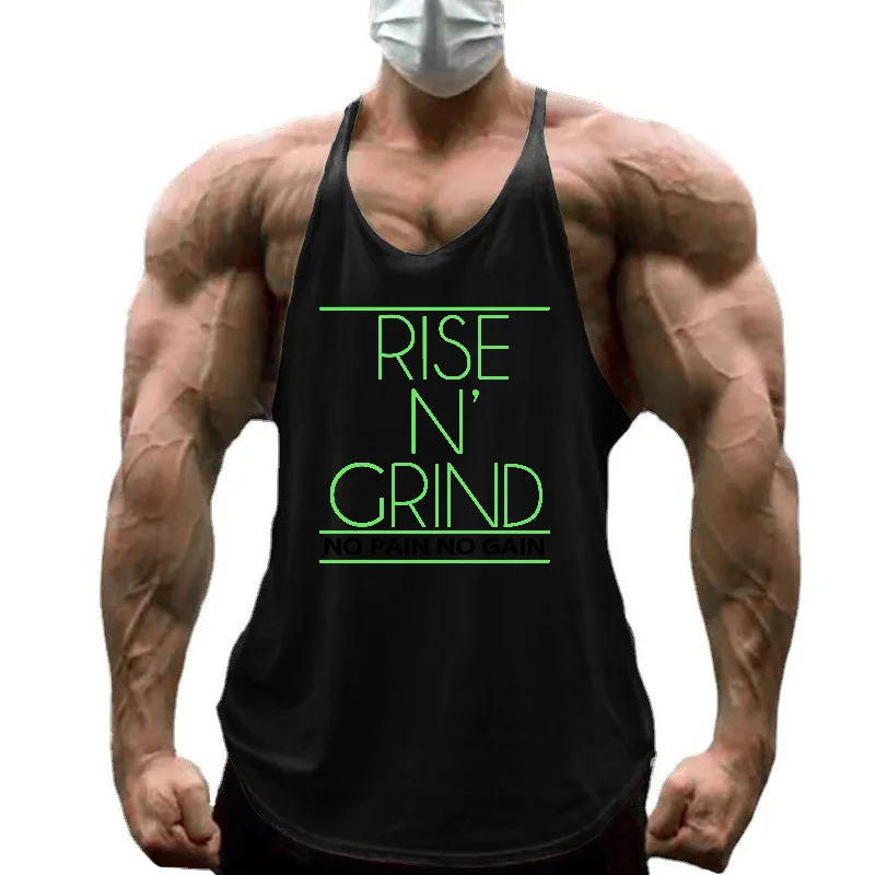 Men's Gym Tank Tops Cotton Running Vests Summer Curve Hem Bodybuilding Stringer Singlets Muscle Workout Sports Sleeveless Shirt