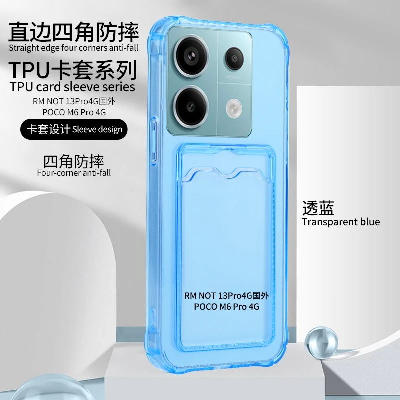 Kartenfach-Handyhülle für Xiaomi Redmi Note 13 12 11 10 9 Pro 13C 12S 12C 11S 10C 9A 9C 10A 10C Weiche TPU Transparente Schutzhülle – Detail 10