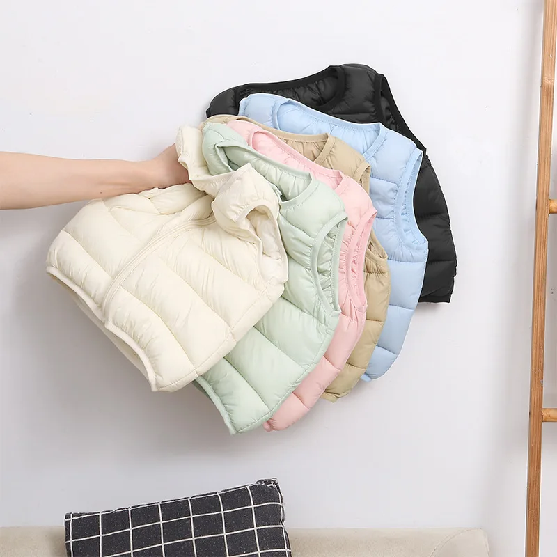 Boys Winter Cotton Vest Layering Girls Children Warm Windproof Vest Soft Lightweight Casual Wear Baby School Sports Jacket Kids