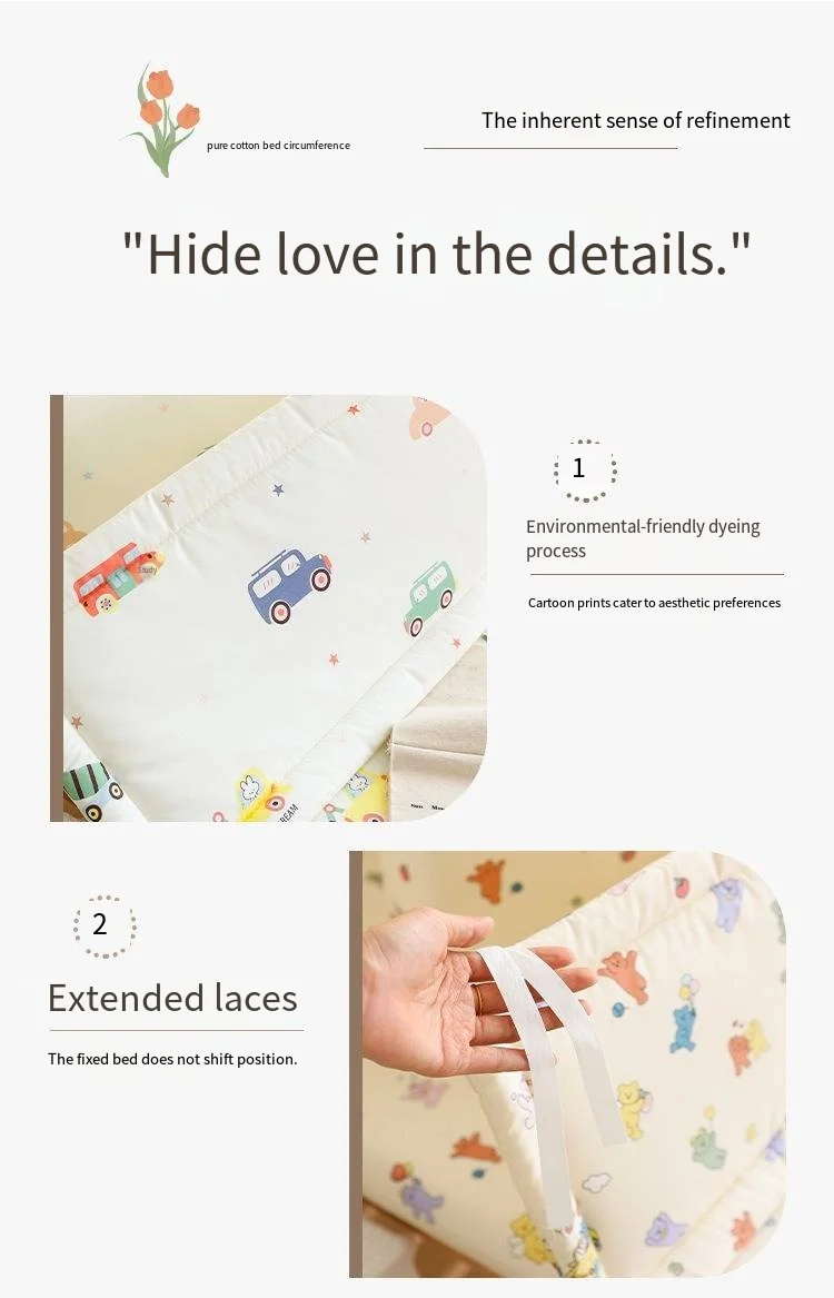 Krippe Bumpe Weiche Reine Baby Bettgitter Wrap Anti-Kollisionsstreifen für Baby Bettgitter Spleißen Bett Schutz Abdeckung Baby Bett Stoßstange – Detail 11
