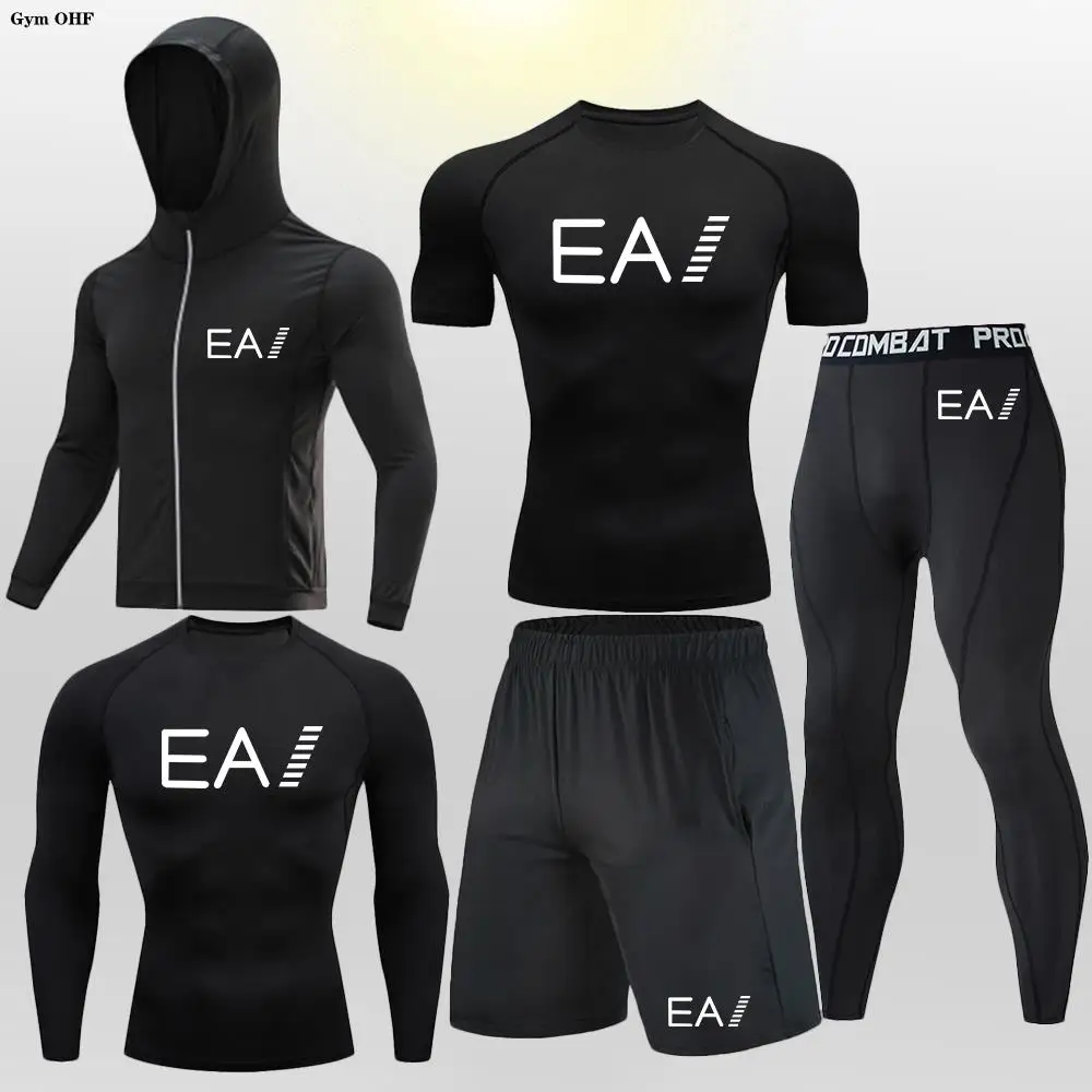 

Men's 5-Piece Sportswear Sports Suit, Running Gym Yoga Training Of Quick-Drying Compression Clothing Tracksuit Men