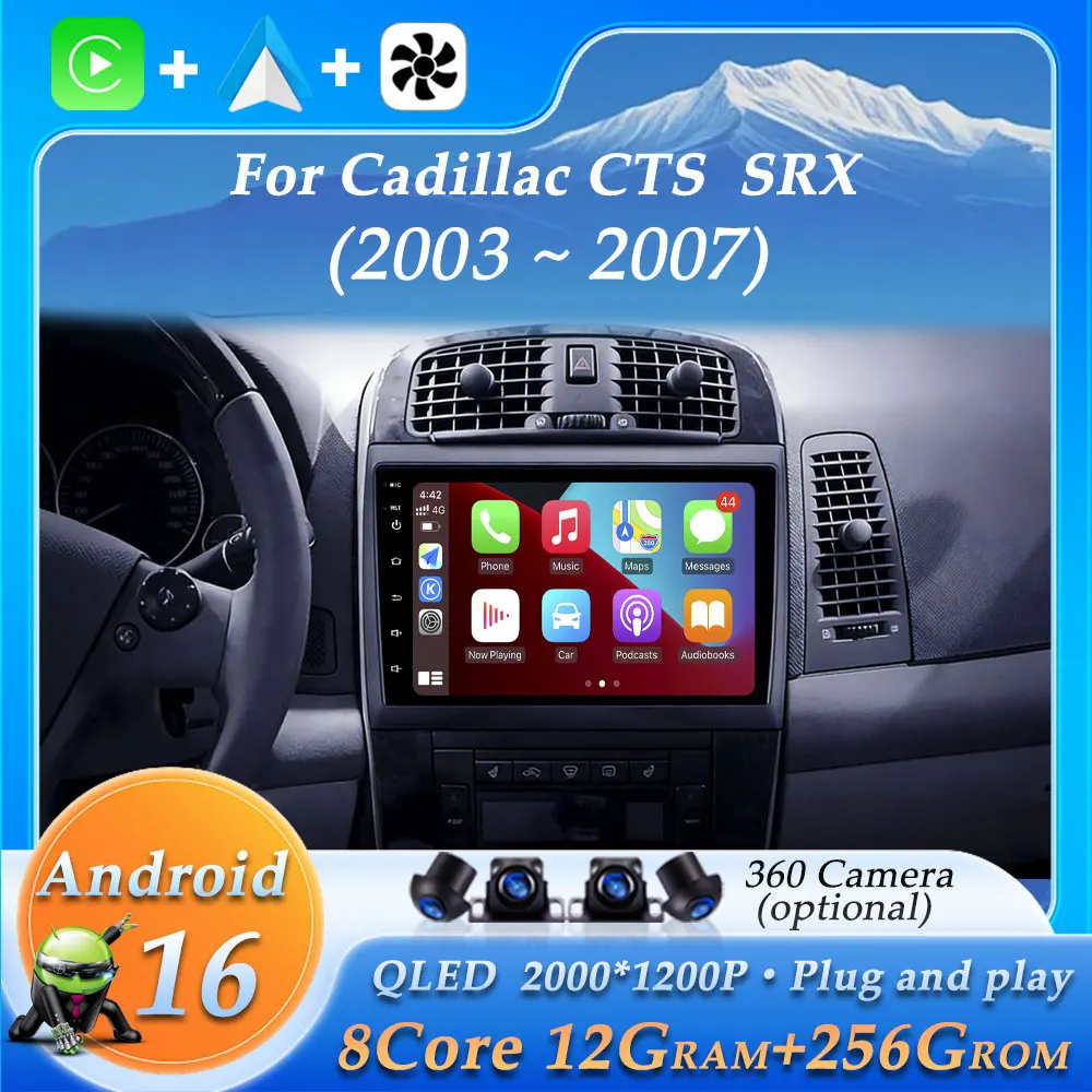 Accesorios de Radio para Auto Cadillac CTS SRX 2003-2007, Audio 4G, Video, WiFi, Estéreo, Navegación GPS, CarPlay, Reproductor Multimedia, Sin 2 DIN