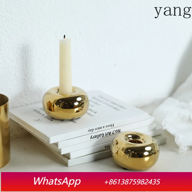 

LH ceramic candle holder ornament, living room home atmosphere desktop round candle holder