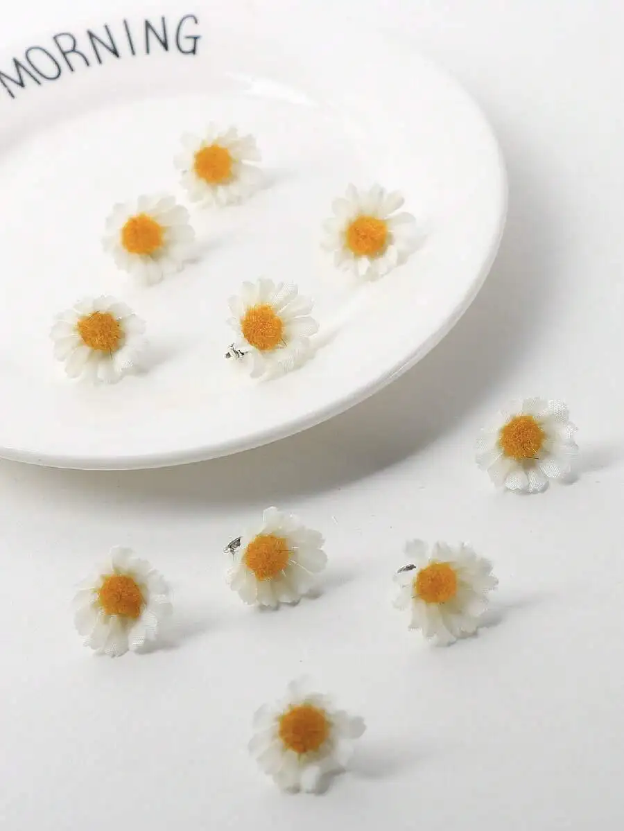 10pcs Daisy Flower Invisible Hair Clips, Boho Small White Floral Hair Rings For Braids, Wedding Bridal Hair Accessories, Summer - view 6