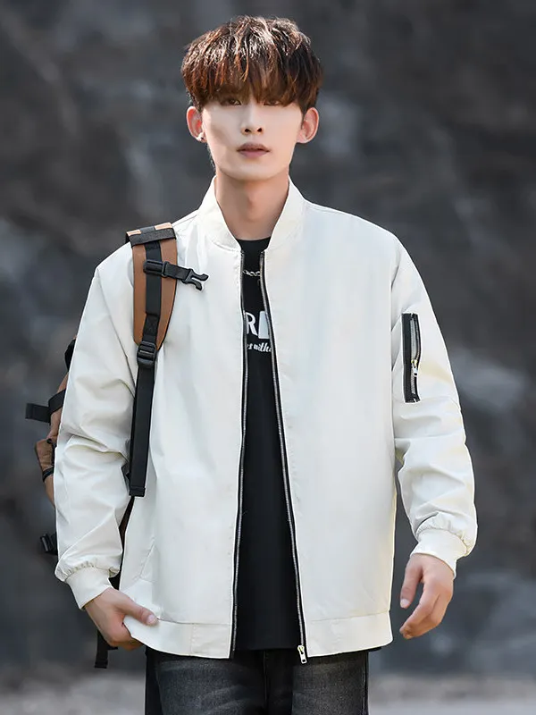 

Khaki Pilot Jaet Men's Autumn Zip Design ort Baseball Sle American Casual Bomber Coat Faion Urban Outdoor Wear