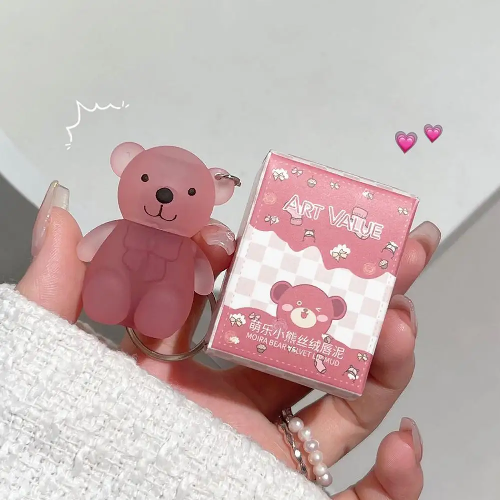 Color rico lápiz labial de larga duración textura ligera y sedosa diseño en forma de oso lindo juguetón a prueba de manchas maquillaje versátil