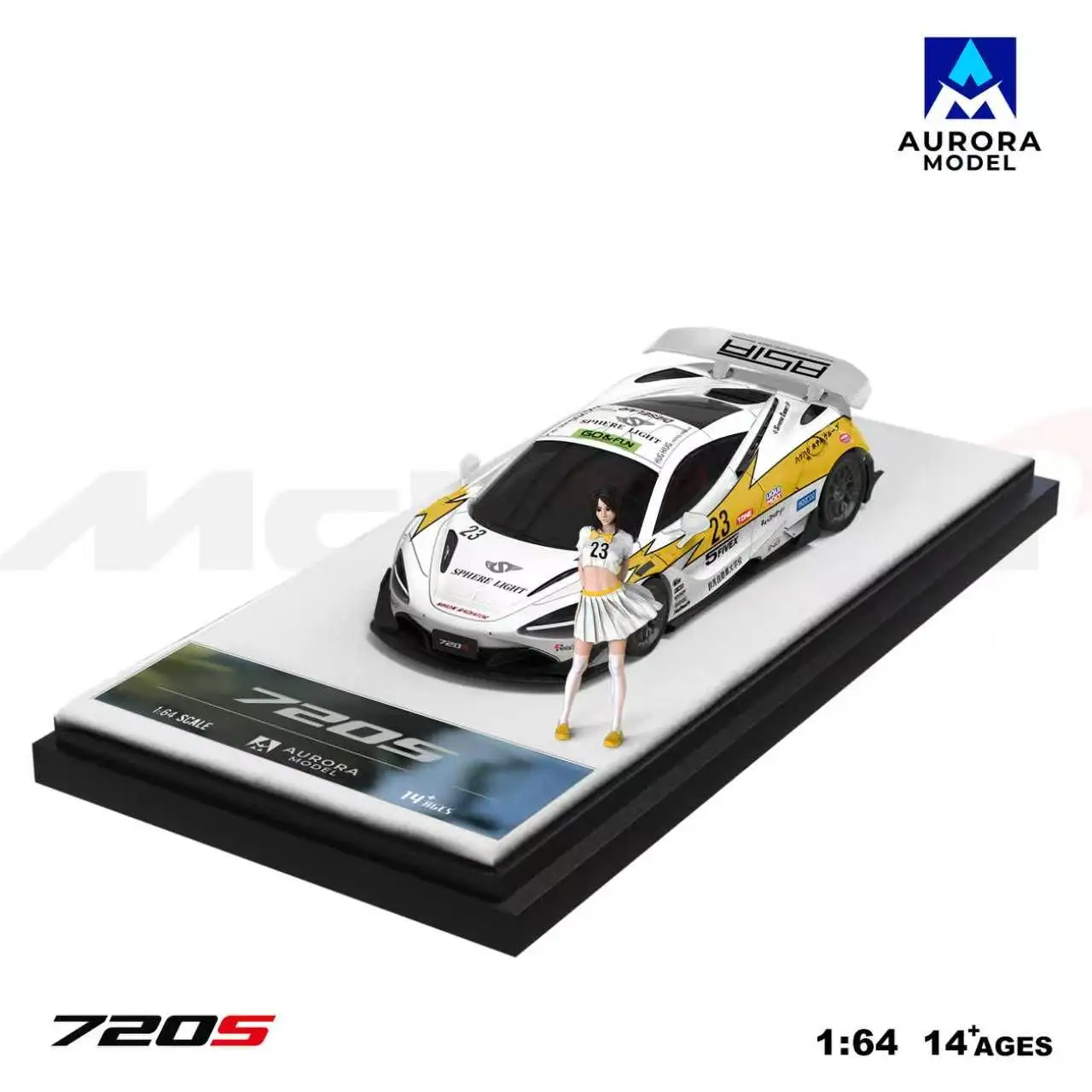 AM Aurora 1:64 Scale McLaren 720S Lightning Livery Alloy Diecast Model Car Collectible Gift Ornament
