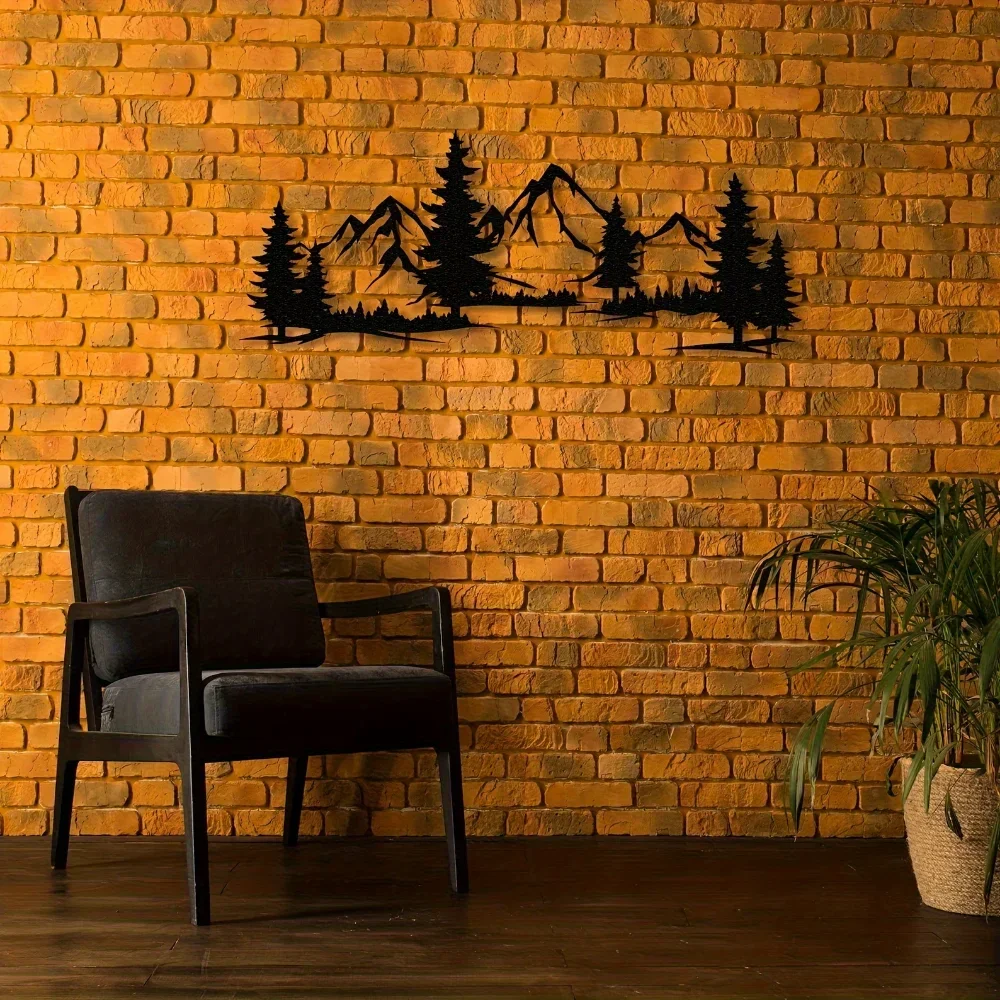 Unique Rustic Metal Wall Art Featuring Forest And Mountain Scene Perfect For Enhancing Any Kids Room Or Farmhouse Decor