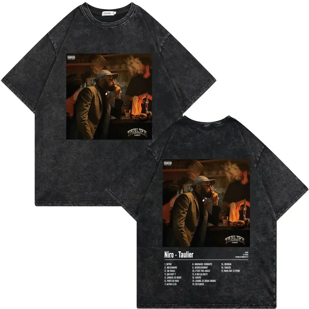 

Vintage Washed Rapper Niro Taulier Album Graphic T Shirts Men Women Hip Hop Fashion T-shirts Summer Casual Loose Cotton T-shirt