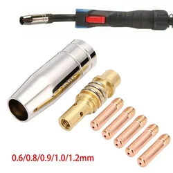 Contacto Dicas para Tocha de soldadura MIG, kit de peças soldador bocal, ponta condutora, 15AK, 0.6, 0.8, 0.9, 1.0, 1.2mm, 7Pcs